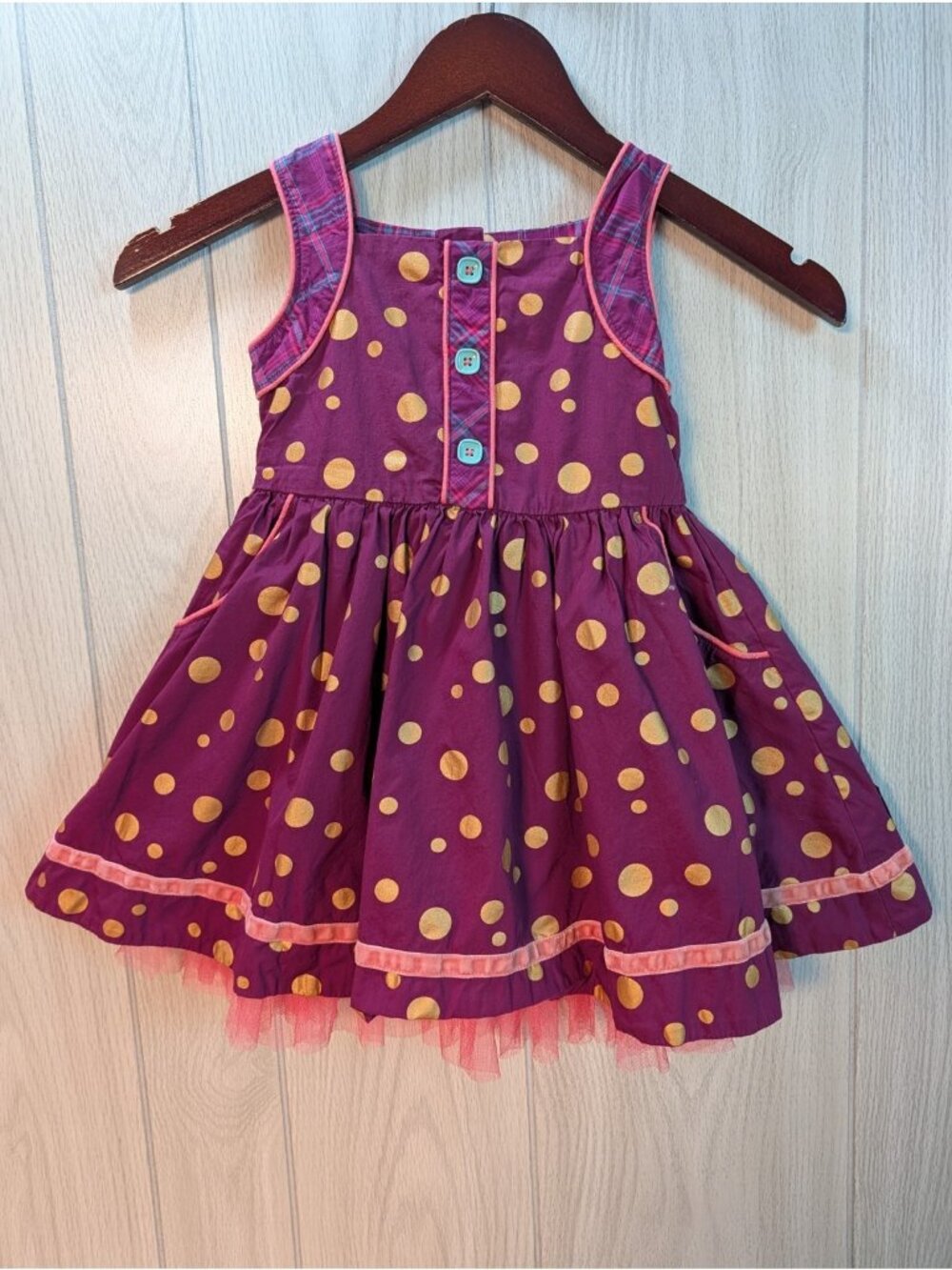Matilda Jane Nicoletta Girls Dress Size 4 Mixed Print Twirl Buttons Vibrant